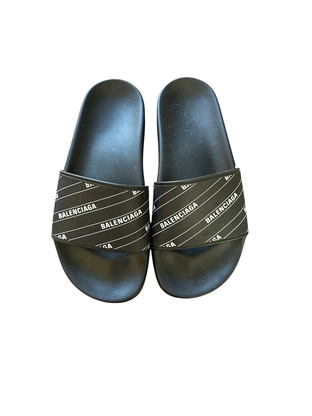 Balenciaga Black and White Pool Slide Sandals